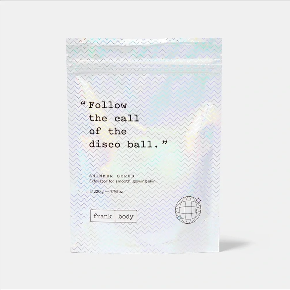 Frank Shimmer Body Scrub Makeup Bag Full size 220 g